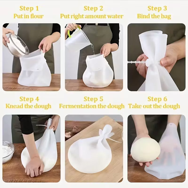 Reusable Silicone Dough Kneading Bag for Baking - close up view