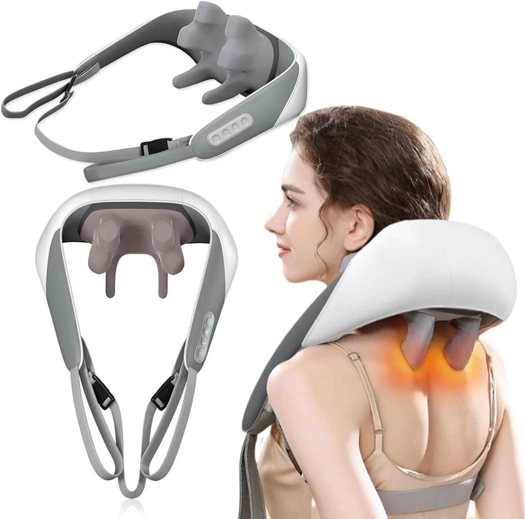 Wireless Shiatsu Neck and Shoulder Massager with Heat – Deep Tissue Back & Body Massager