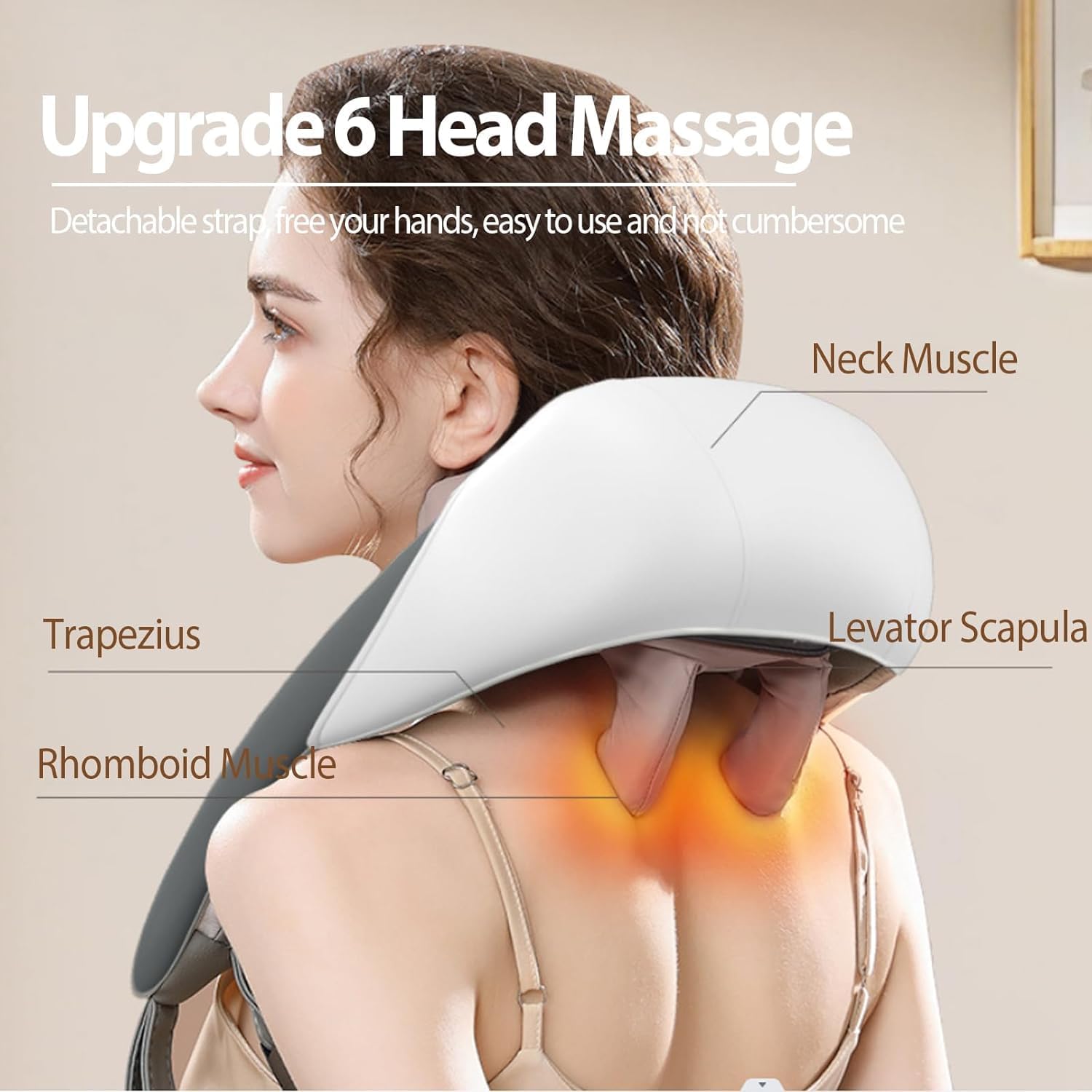 Wireless Shiatsu Neck and Shoulder Massager with Heat – Deep Tissue Back & Body Massager