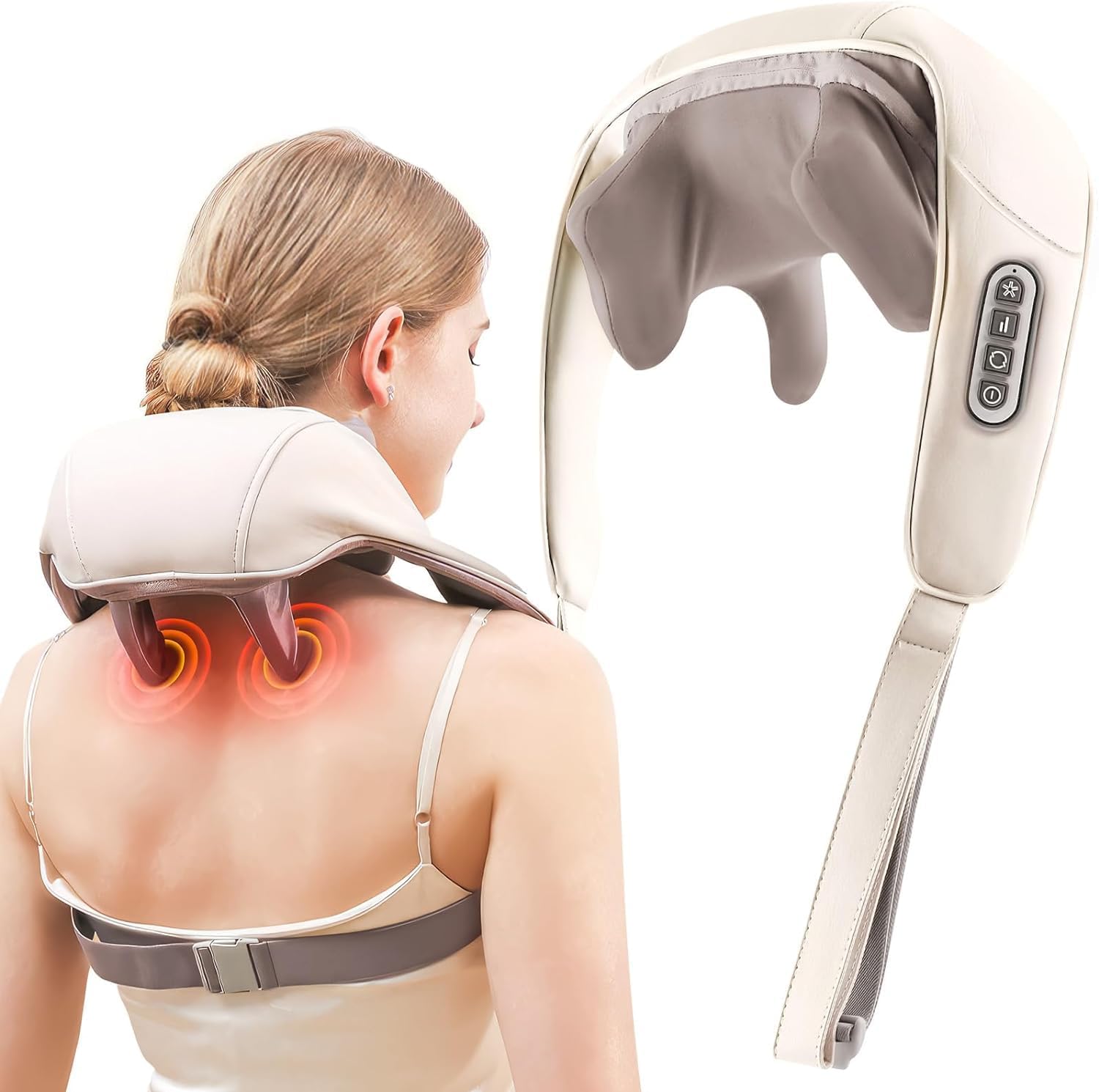 Wireless Shiatsu Neck and Shoulder Massager with Heat – Deep Tissue Back & Body Massager