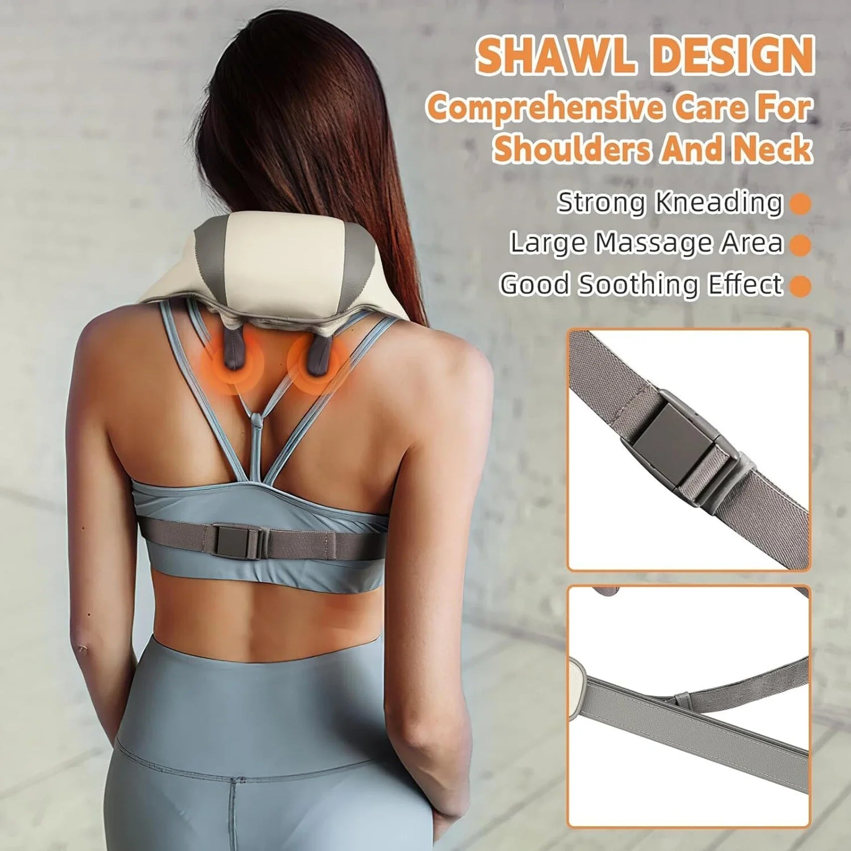 Wireless Shiatsu Neck and Shoulder Massager with Heat – Deep Tissue Back & Body Massager