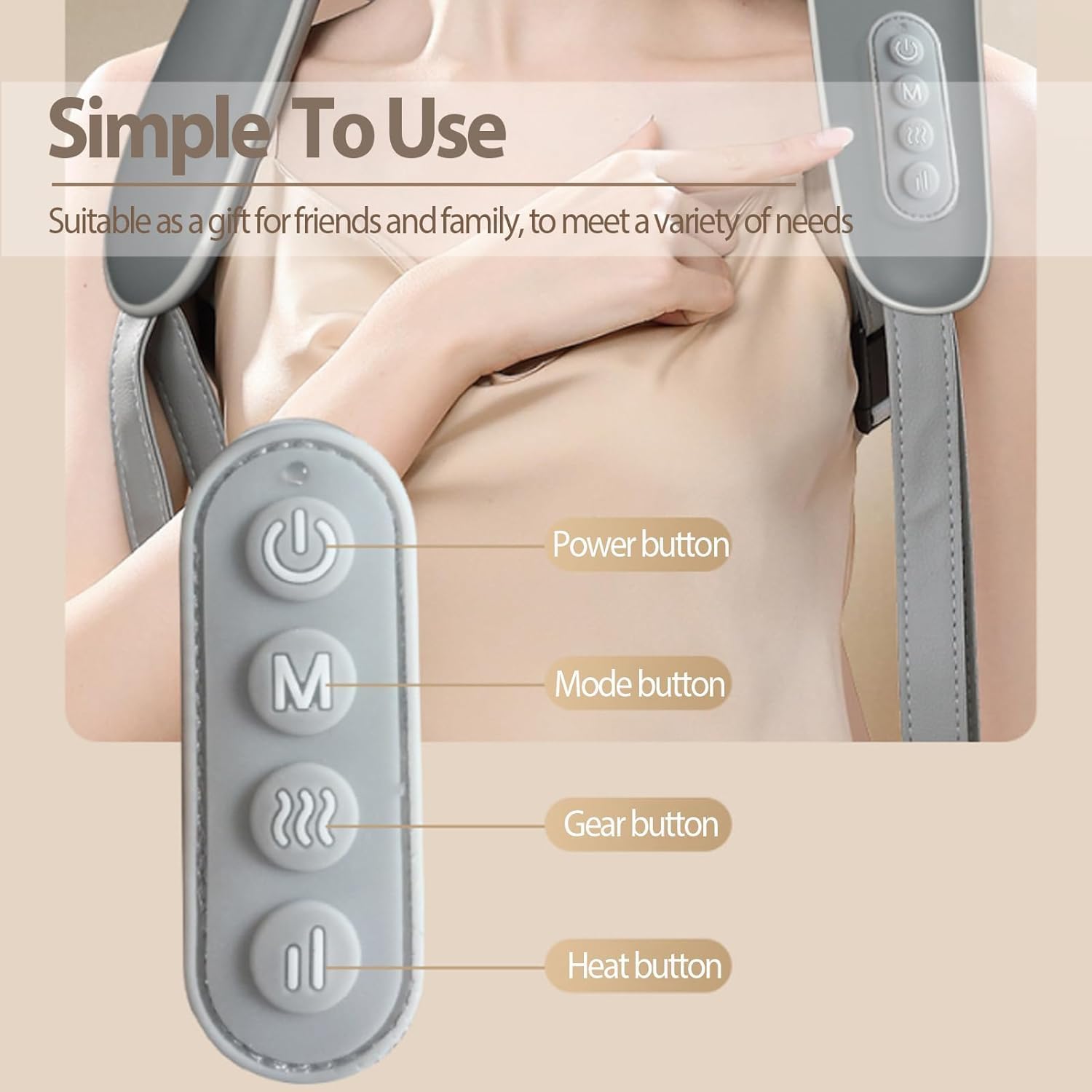 Wireless Shiatsu Neck and Shoulder Massager with Heat – Deep Tissue Back & Body Massager