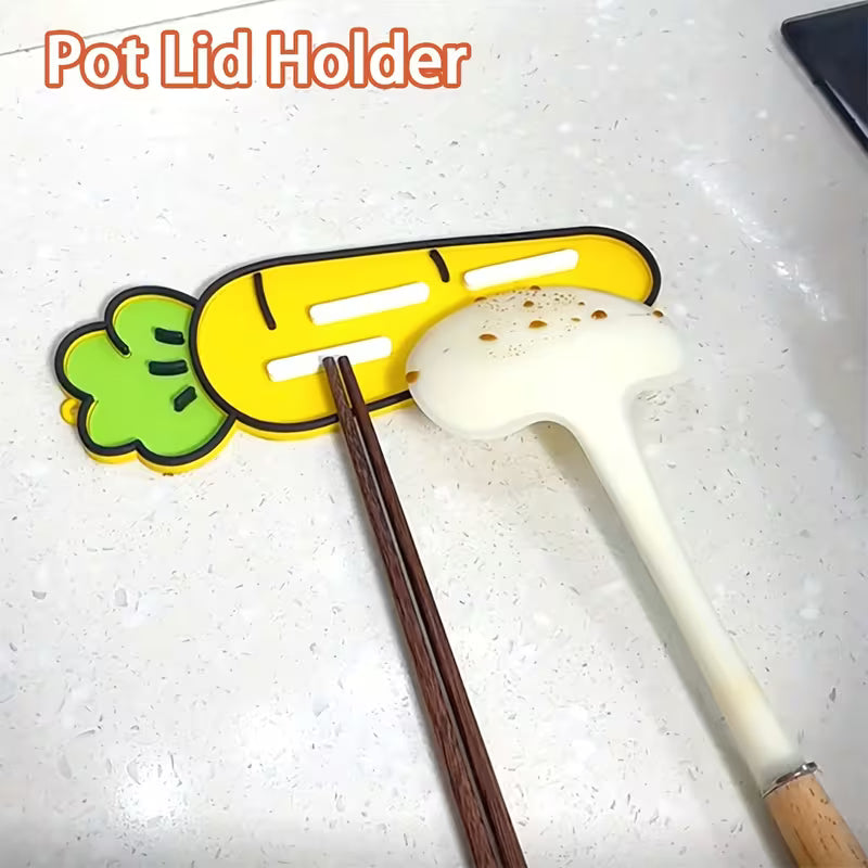 Cute Carrot Pot Lid & Sponge Holder Mat - side view