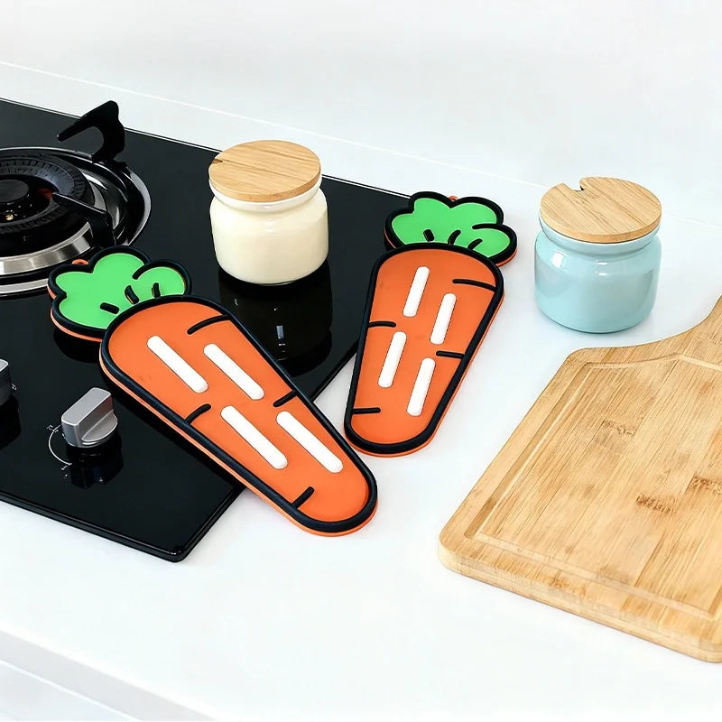 Cute Carrot Pot Lid & Sponge Holder Mat