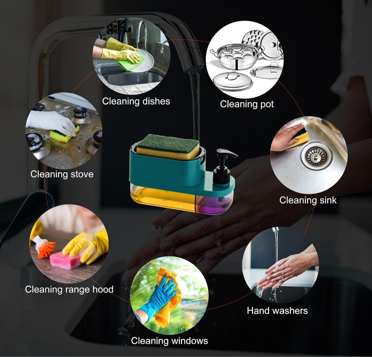 3-in-1 Kitchen Sink Organizer & Soap Dispenser - product details