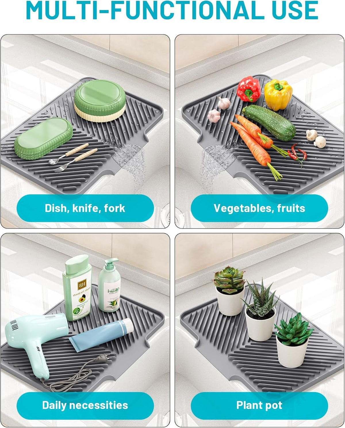 Quick-Drain Silicone Dish Drying Mat - product details