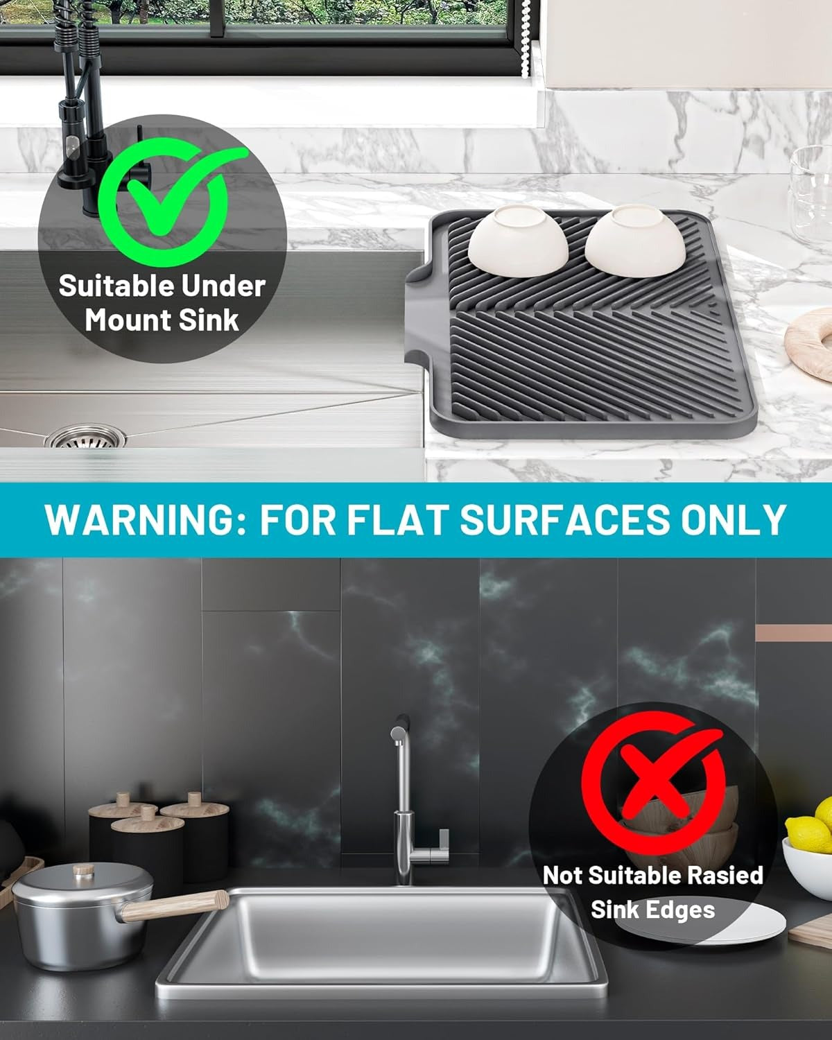 Quick-Drain Silicone Dish Drying Mat - color options