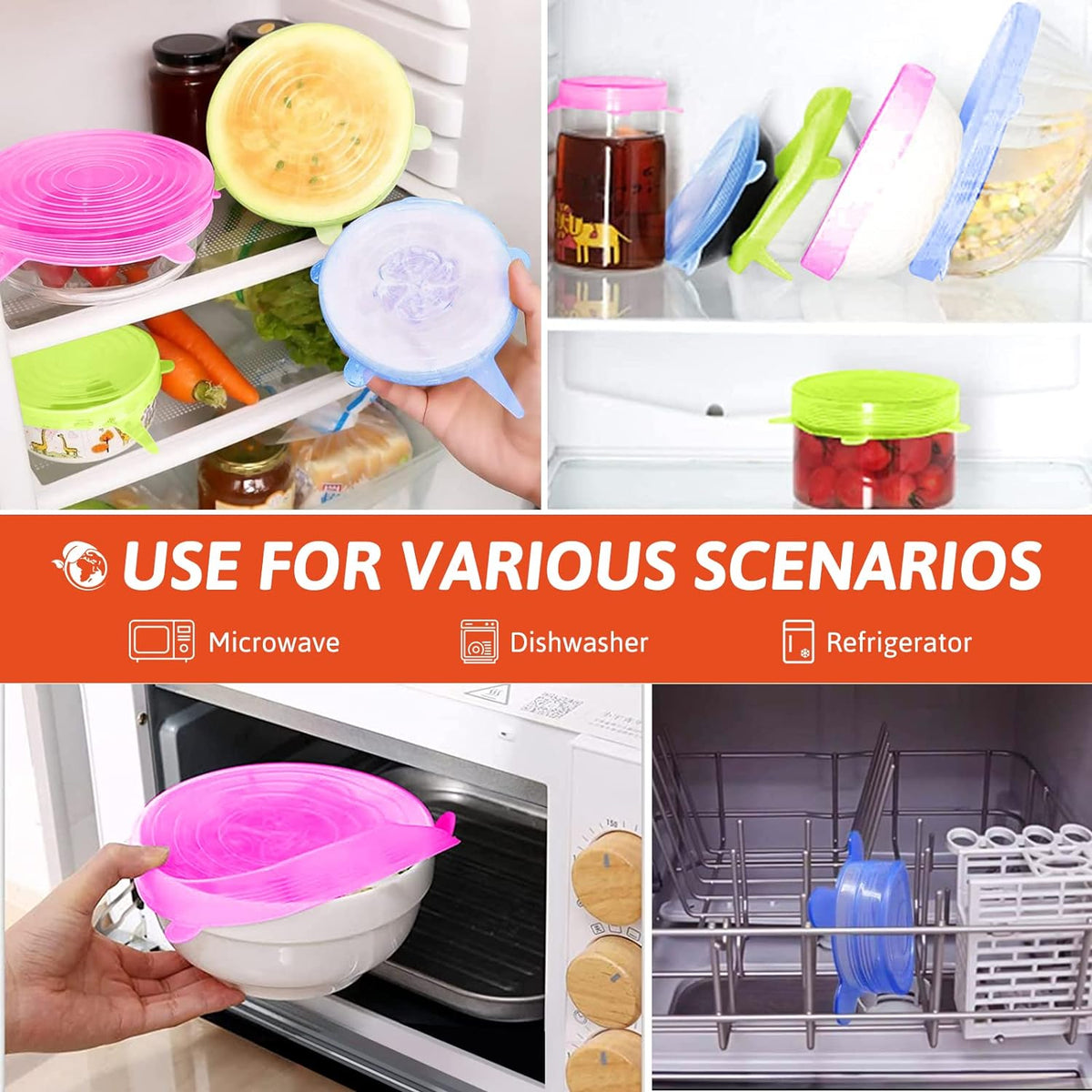 Multipurpose Silicone Lid - Reusable & Microwave Safe - close up view