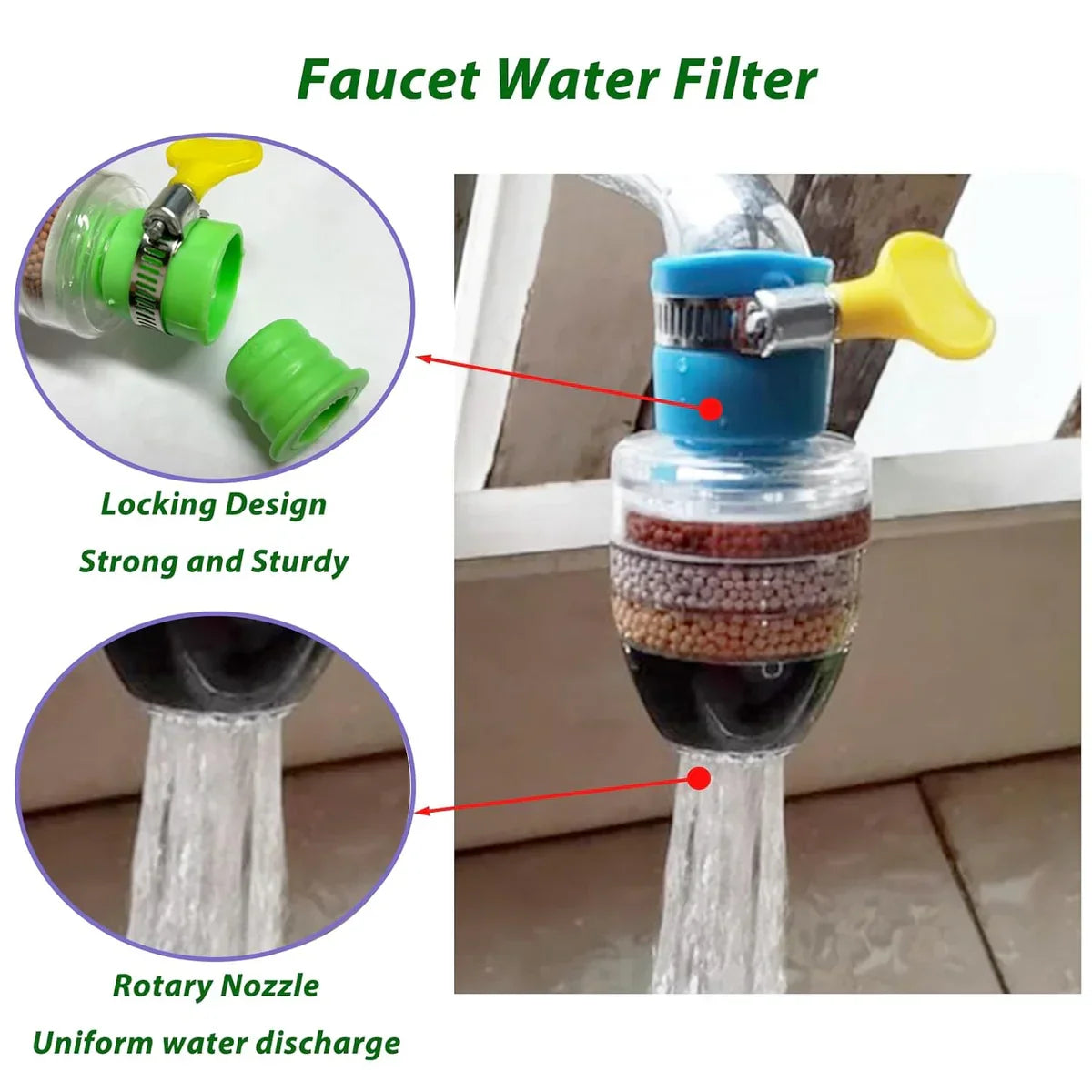 Activated Carbon Faucet Water Filter – Clean & Purify Your Tap Water - front view