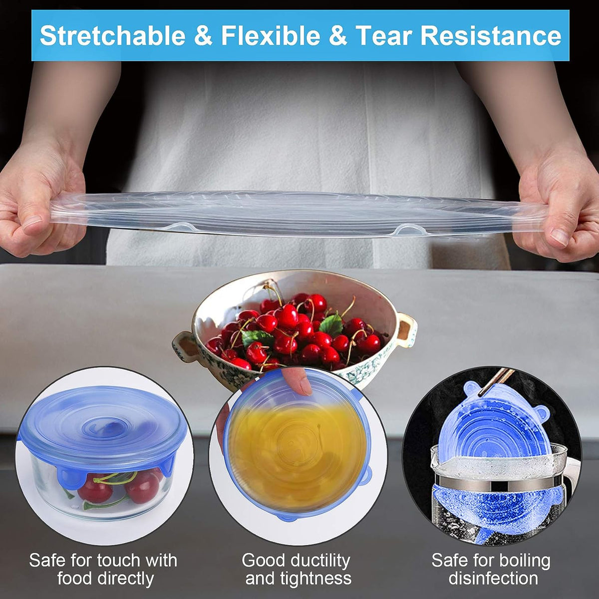 Multipurpose Silicone Lid - Reusable & Microwave Safe - in use