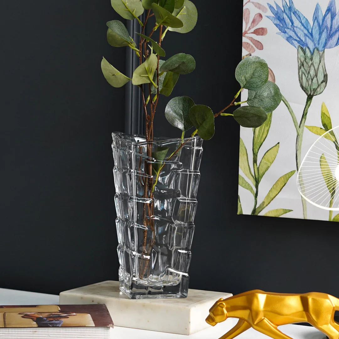 Clear Glass Flower Vase for Table Decor – Minimal Frenzy Designer Vase for Home & Office