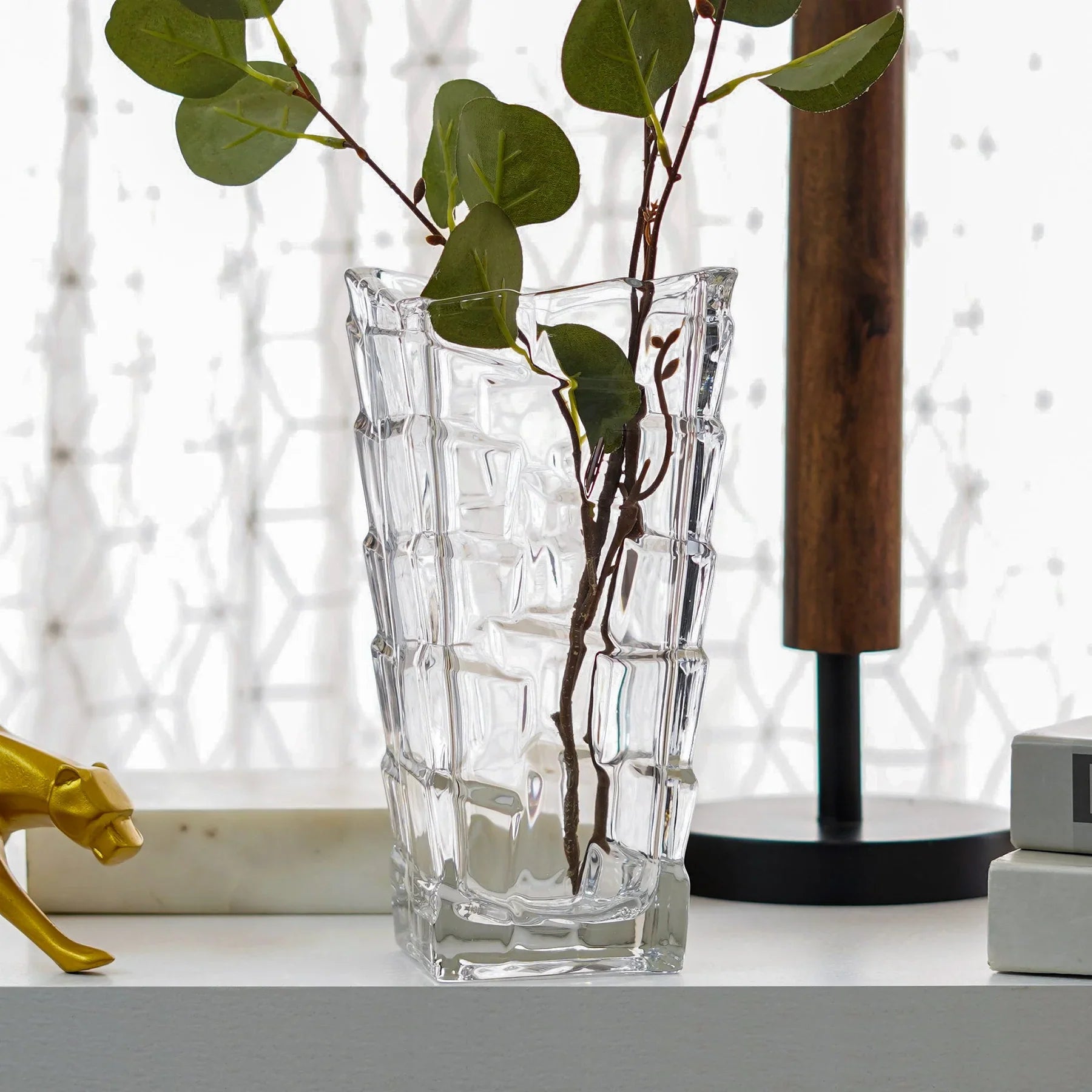 Clear Glass Flower Vase for Table Decor – Minimal Frenzy Designer Vase for Home & Office