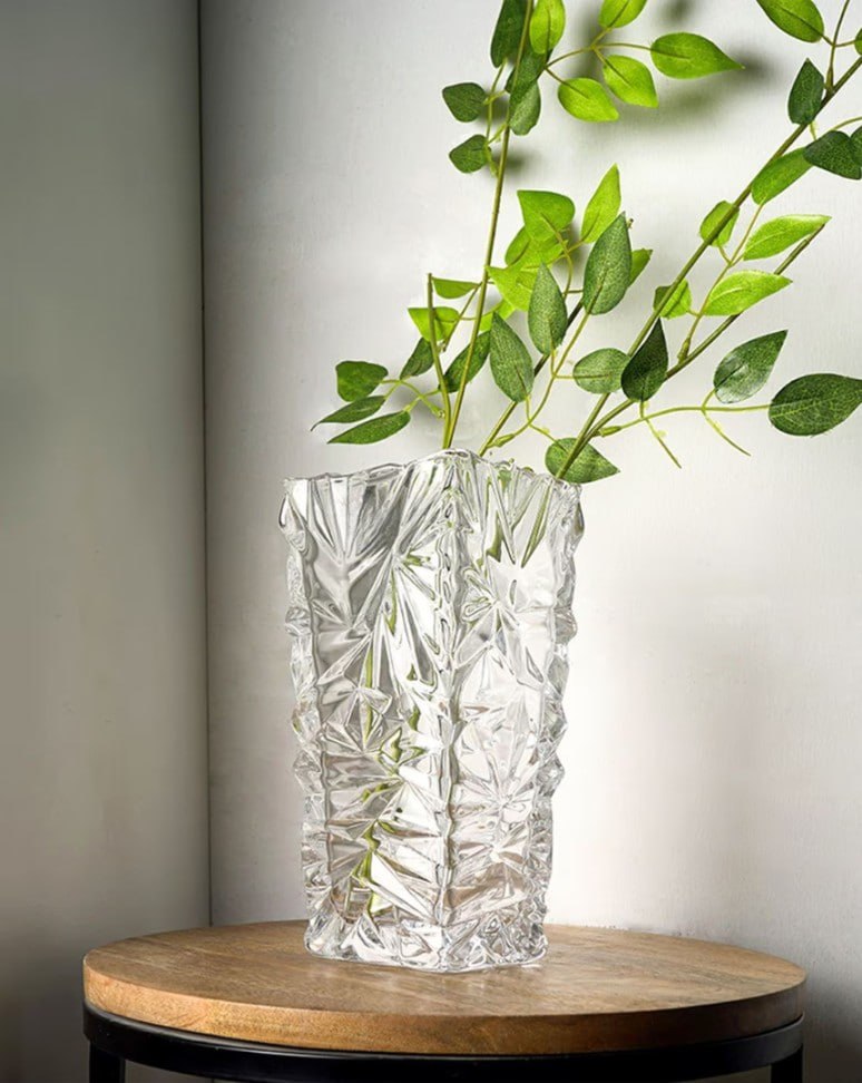 Clear Glass Flower Vase for Table Decor – Minimal Frenzy Designer Vase for Home & Office