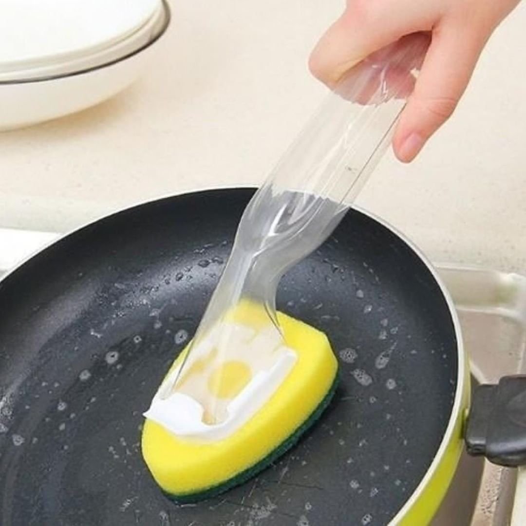 Soap Dispensing Dishwand Brush with Refillable Handle – Kitchen Dish Scrubber for Pots, Pans, Sink & Utensils